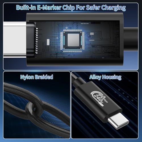 Cable USB 4 de 240W y 80 Gbps compatible con iPhone 16 y cable Thunderbolt 5 para Mac mini 5