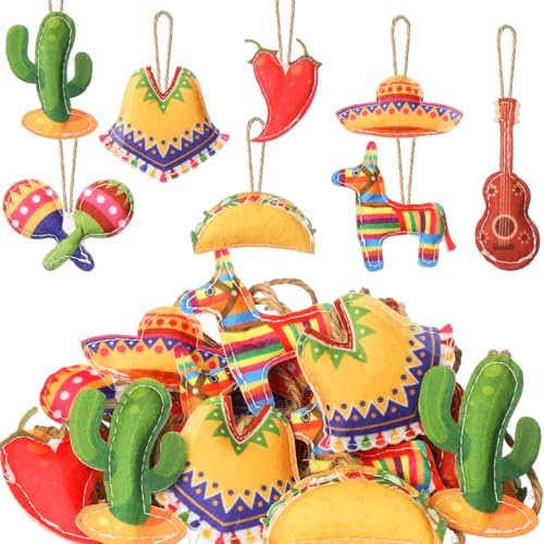 SmoothNovelty 24 Pcs Mexican Fiesta Felt Hanging...