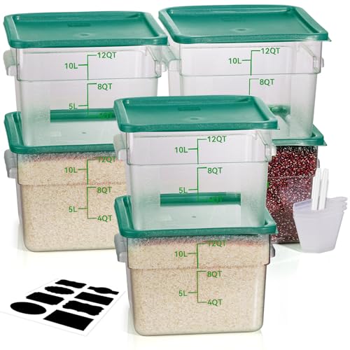 Image of 12QT 6PCS NSF Commercial Clear Food Storage Containers with Lids(GREEN)