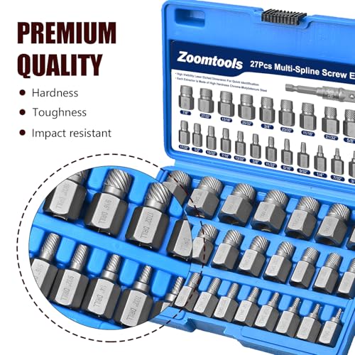 Extractor de tornillos de 27 piezas con adaptador hexagonal para tuercas dañadas y pernos 7