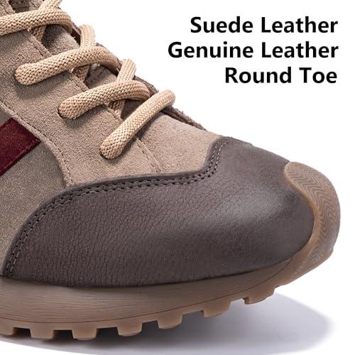 Women's Walking Shoes, Comfortable Running Shoe for Women, Non-Slip Athletic Sports Gym Breathable Durable Fashion Sneakers, Genuine Leather Oxford Rubber Lace Up Design4