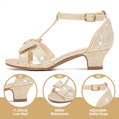 Image of Walofou Girls Dress Shoes Girls Heels Flower Girl Shoes Toddler Little Kid