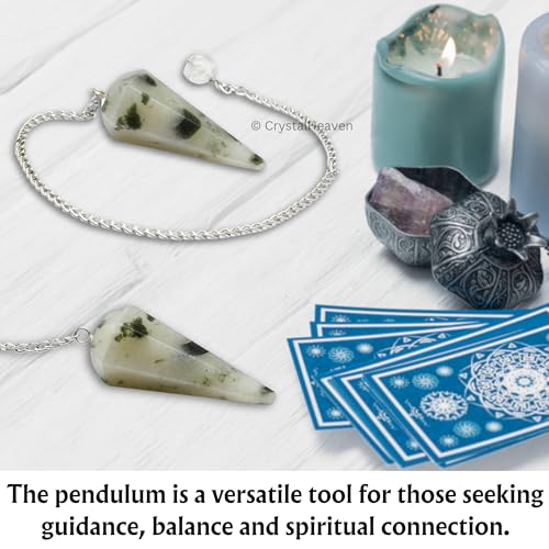 Image of Green Tourmaline in Quartz Pendulum Dowsing Tool - Natural Crystal Pendulum for Spiritual Guidance - Premium Dowser Pendulum for Accurate Divination and Energy Healing - Perfect for Energy Healing and Chakra Balancing - Handcrafted with Precision and Elegance