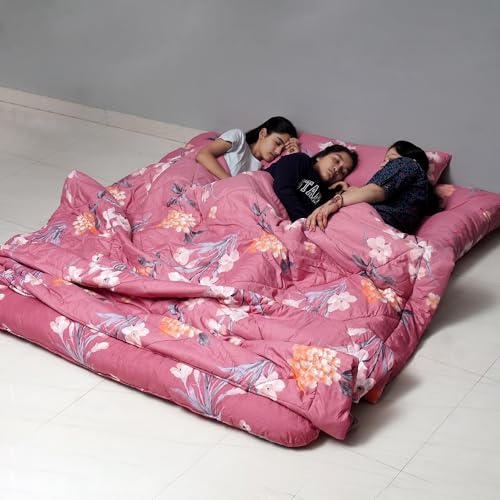 Image of NEXTGO Foldable Cotton Bad Mattress for Sleeping Travel Friendly Medium Queen Size (5 x 6.5 feet Queen Bed) Pink