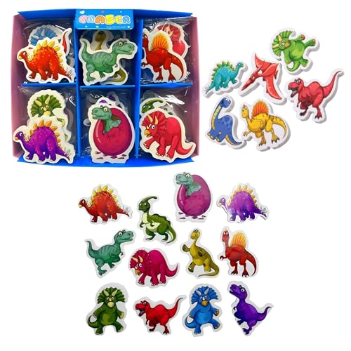 Image of Birthday Popper Birthday Return Gift for Kids Dino Erasers, 36 Pcs | 5 mm thick erasers; assorted cartoon dinosaur shapes; suitable for classroom rewards, stationery and school supplies