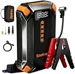 1000A 12V Jump Starter with Air Compressor, 150 PSI Tire Inflator | 0.8kg body for 6L gas/3L diesel engines with auto shut-off, LCD display, LED emergency light, USB power bank and storage case