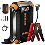 Jump Starter with Air Compressor, Battery Jumper Starter Portable, 150PSI Tire Inflator, 12V Jump Box, LED Flashlight, LCD Display for 9L Gas & 8L Diesel Engines, Car, SUV, Truck (Black)
