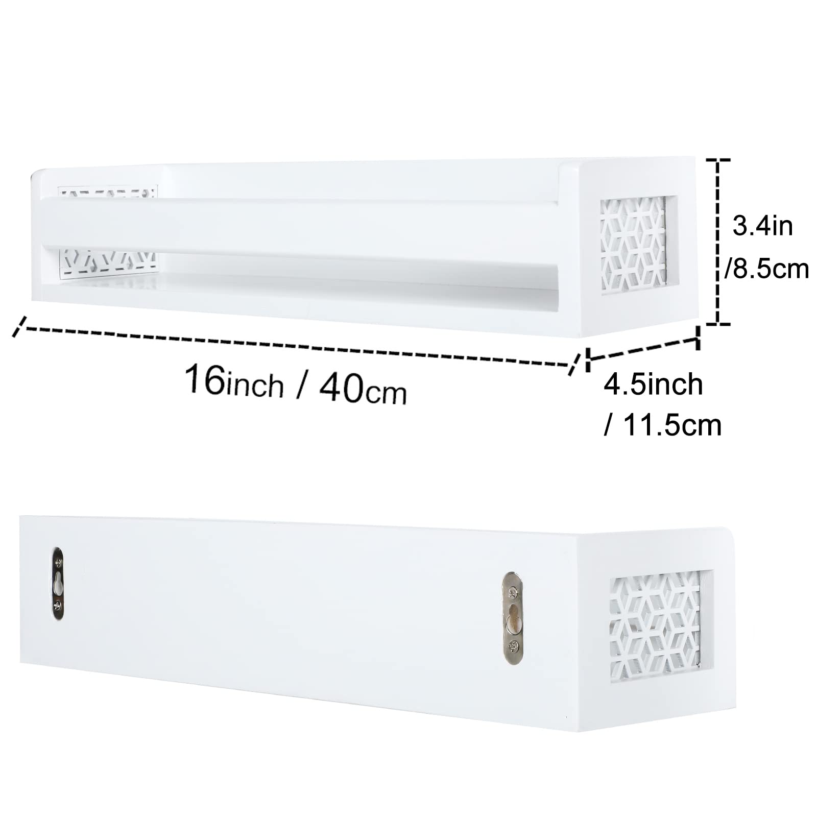 Libreria Da Parete Bianca - Set Di 2 Ripiani Galleggianti In Legno Per Camera Bambini - Foto 2