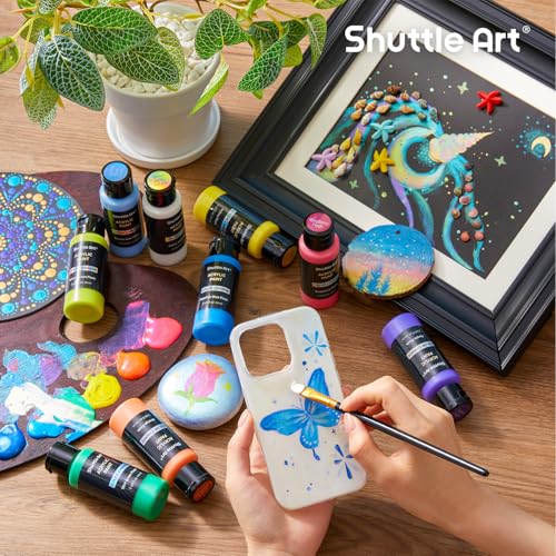 Image of Shuttle Art Color Change Acrylic Paint, 20 Chameleon Colors Acrylic Paint, 60ml /2oz Bottles, Iridescent Colors for Artists, Beginners, Kids Painting & Crafting on Canvas, Rocks, Wood, Fabric, Ceramic
