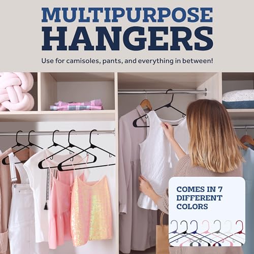 image for ZOBER Clothes Hangers - Black, Plastic Hangers 50 Pack for Shirts, Dre
