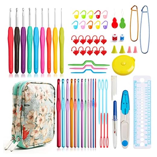 KOKNIT Full Crochet Hook Set, Soft Handle Crochet Knitting Needles Kit with Beautiful Case Holders for Beginners and for Arthritic Hands