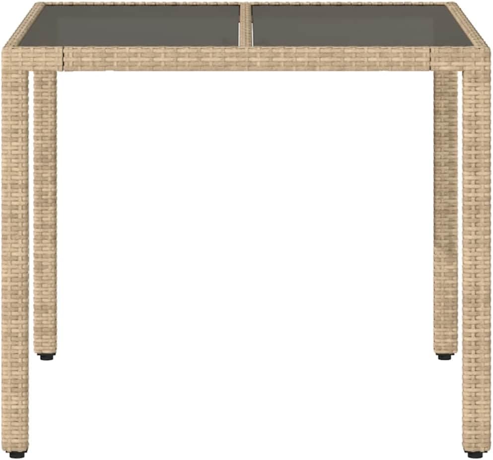 Garden Coffee Table Set of 4 Beige PE Rattan with Powder-Coated Steel Frame 35.4x35.4 Inch Square Outdoor Patio Furniture for Patio, Balcony, Terrace Dining and Relaxing