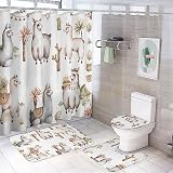 El paquete incluye: 1 cortina de ducha (72 x 72 pulgadas) con 12 ganchos, 1 alfombrilla de baño (17.5 x 29.1 pulgadas), 1 cojín de contorno (14 x 17.3 pulgadas), 1 cojín de funda de inodoro (13.4 x 17.7 pulgadas)