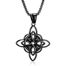 MALOYANVE Celtic Witch Knot Necklace for Men Women Stainless Steel Triquetra Trinity Pendant Irish Celtic Knot Amulet Good Luck Protection Jewelry