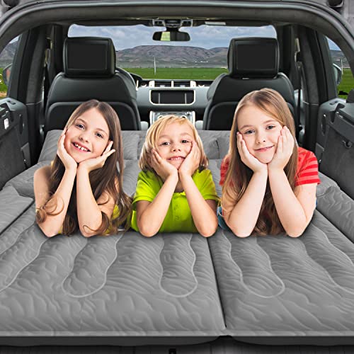 SUV Air Mattress Umbrauto Inflatable Car Air Bed 2022 Upgraded Flocking and Extra Thick Oxford Surface Car Sleeping Bed for SUV Back Seat with Electric Air Pump,3M Charging Cable, Car Strap Hanger