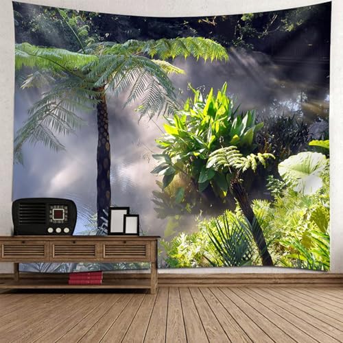 Tapisserie murale grand format 200x200CM motif nuages et arbres