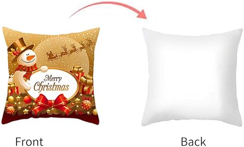 Miniatura 9 de Juego de 4 fundas de almohada decorativas de Navidad de 18 x 18 pulgadas, serie dorada, con estampado de copos de nieve, fundas de almohada