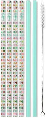 Miniatura 54 de Swig Life Pajillas reutilizables Bazaar + Juego de pajita alta color turquesa y cepillo de limpieza, cada pajita mide 10.25 pulgadas de largo