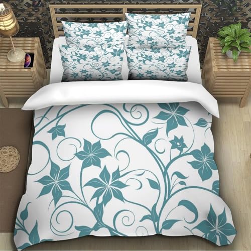 Parure de lit motif floral avec fermeture éclair drap de lit double 200x200 style vintage chic