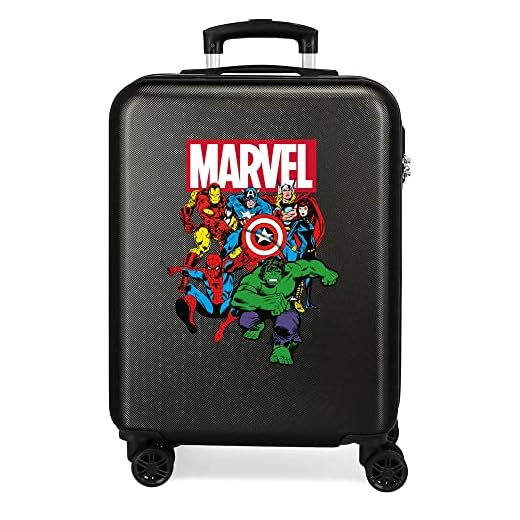 Marvel Los Vengadores Sky Avengers Maleta de cabina Negro 38x55x20 cms Rígida ABS Cierre combinación 34L 2,6Kgs 4 Ruedas Dobles Equipaje de Mano