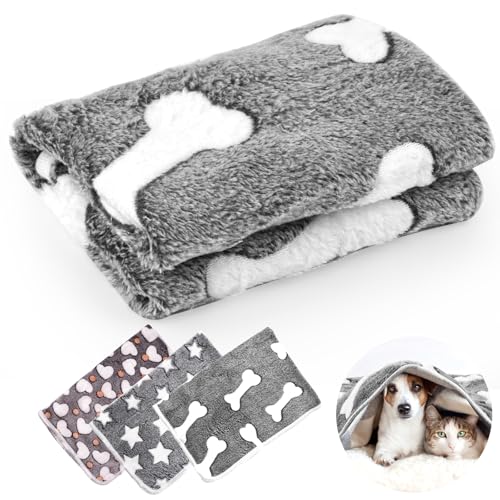 Neerow 3 Stück Hundedecke, 76 x 52 cm Katzendecke Sofa, Weich Fleece Haustier Decke Flauschig, Kuscheldecke Hunde Waschbar für Hunde, Katzen, Sofas, Autos, Betten, Transportbox