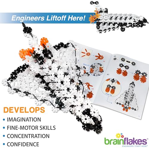 Brain Flakes Space Shuttle Building Set with Detailed Step by Step Instructions Booklet - 381 Pieces - Wheels and Axles Included - Construct a 19 Inch Large Space Ship - Ages 7+ Years Old - Image 6