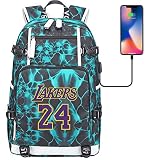 DDDWWW High School Student Sports Sac à Dos Basketball School Bag Lakers No 24 Multifunctional Leisure Laptop Sac à Dos Grande Couleur L
