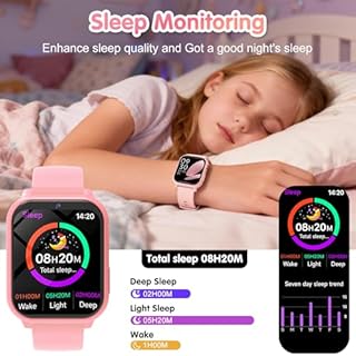 Tzzulsx Kids Smart Watch with 18 Games, Smart Watch for Kids with Camera, Sleep Tracker, Pedometer, Alarm, Flashlight, Waterproof Fitness Tracker for Christmas Birthday Gifts for Boys and Girls