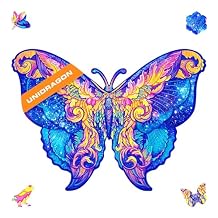 UNIDRAGON Intergalactic Butterfly Wooden Jigsaw Puzzle for Adults - 108 Unique Shaped Pieces - Small 9 x 6.7 in 23 x 17 cm
