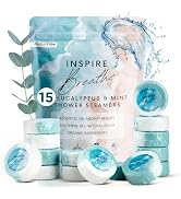 EvolutionUSA Inspire Breathe Shower Steamers, 15 Mint & Eucalyptus Shower Steamers for Women & Me...
