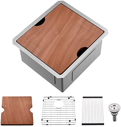 15 Inch Stainless Steel Bar Sink Undemount-SOMRXO 15 "×19" Undermount Bar sink Workstation Ledge 16 Gauge SUS304 Stainless Steel Bar Sink RV Sink Single Bowl Kitchen Sink Bar＆Perp Sink