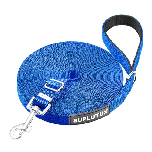 Guinzaglio per Cani, Lunghina per Cane 25 Metri, Guinzaglio Addestramento Regolabile con Impugnatura Imbottita, Ideale per Allenamento, Passeggiate e Attività Outdoor (Blu,25m/82ft)