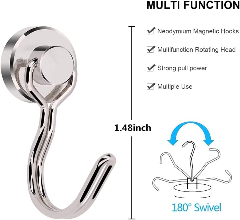 Harmiey Magnetic Hooks Heavy Duty for Hanging 25LB ​Strong Magnet with Hook for Hanging, Magnetic Hanger for Toolbox, Cruise, BBQ Grill Tools, Coat and Storage(10PACK) : Everything Else