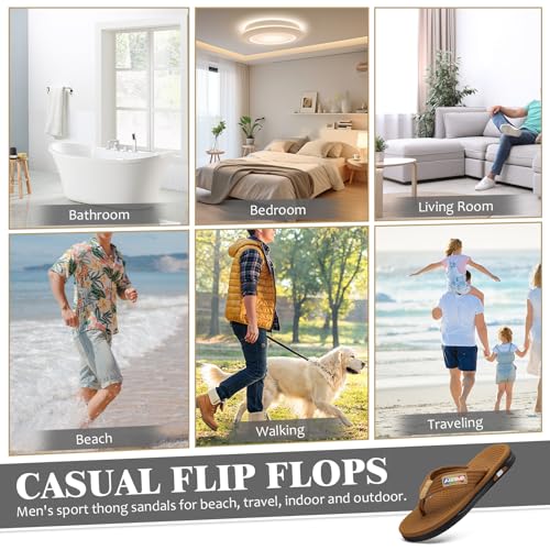 Image of Mens Flip Flops Thong Sandals Lightweight Comfortable Summer Beach Slides Soft Cushion Footbed Open Toe Slippers for Pool Showers Dorms Water Friendly Indoor and Outdoor