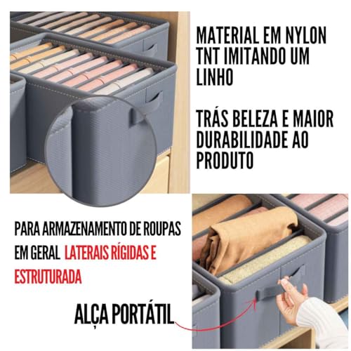 Kit com 6 Caixas Organizadoras de Colmeia com 9 e 7 Divisórias, Material Rígido, para Guarda-Roupas