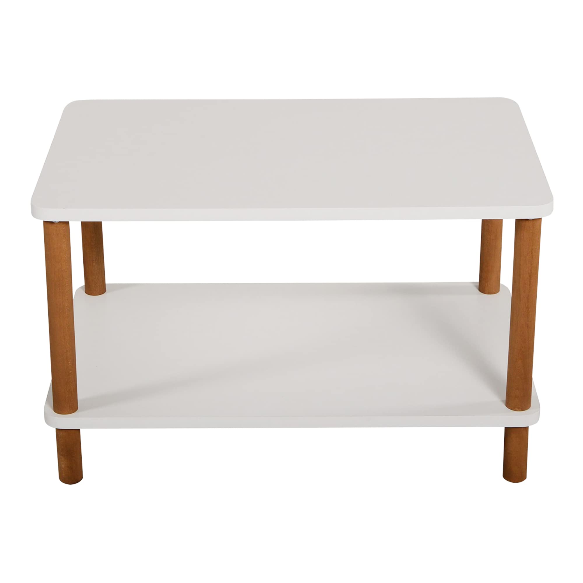 [en.casa] Table Basse Rectangulaire avec Surface de Rangement Meuble de Salon Design Panneau de Particules Bois de Hêtre 43 x 70 x 44 cm Blanc Naturel