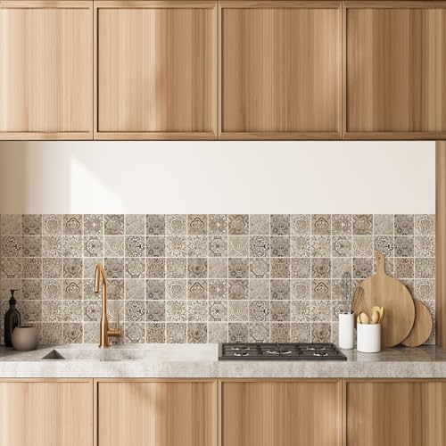 AREDE 32 Stück Fliesenaufkleber Deco Fliesen Kleber für Bad Selbstklebende Fliesendekor Aufkleber Backstein zum Küche Esszimmer Badezimmer Fliesenfolie / 10 x 10 cm / T1015