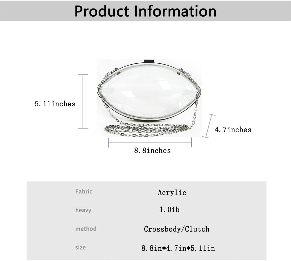 Clear Football Purse For Women Football Shaped Purse Crossbody Bag Acrylic Clutch Purse