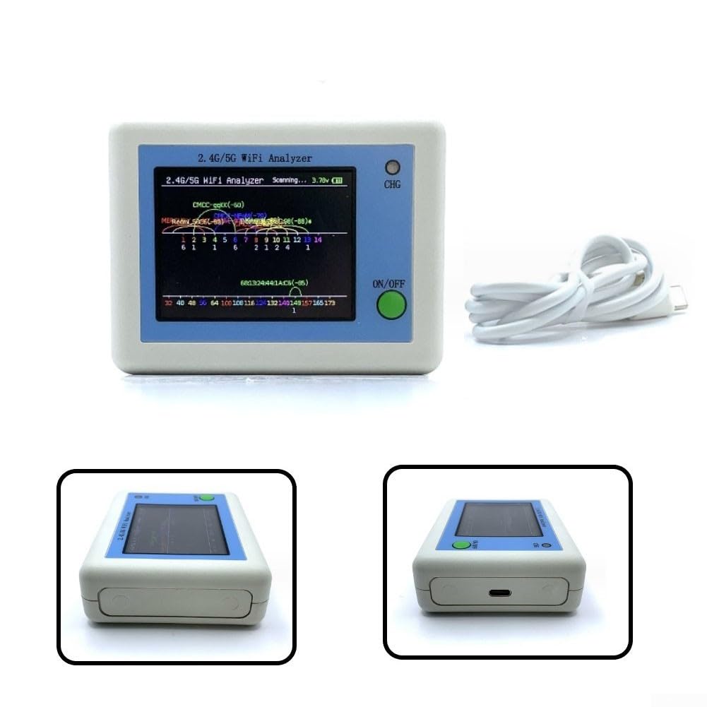 Wi-Fi Signal Analyzer 2.4G/5G Scanner, 2.4 Zoll TFT Display WLAN Signalanalysator Router Management Tool mit 600mAh Akku, Typ-C-Laden für Router, Drahtlosnetzwerke und Funkdiagnose unterwegs