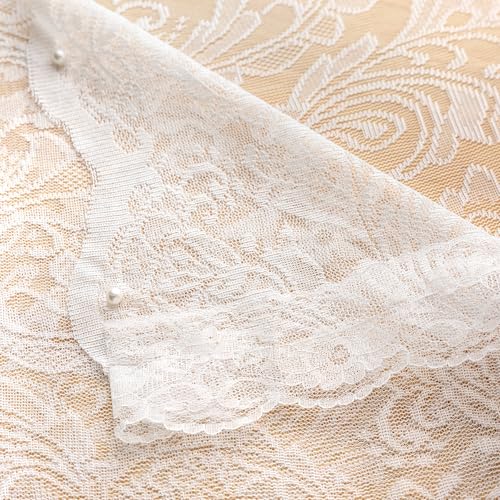 UNISTAR Lace Sheer Door Curtains with Rod, Luxury Vintage Floral Lace Curtains for Livng Room Room Divider Closet Rod Pocket 55 W x 80 L Inch,White (2 Panels+Rod) by UNISTAR - Used condition - Image 7