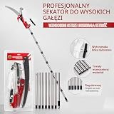 Teleskopowa piła do gałęzi z nożycami, 82-410 cm ręczny przycinak do wysokich gałęzi