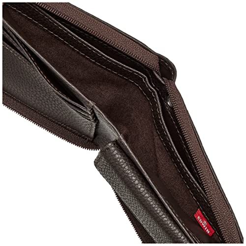 Edwin Bifold Wallet, Shrunk, Synthetic Leather, Round Zip, Coin Purse, Dark Brown #TOP9