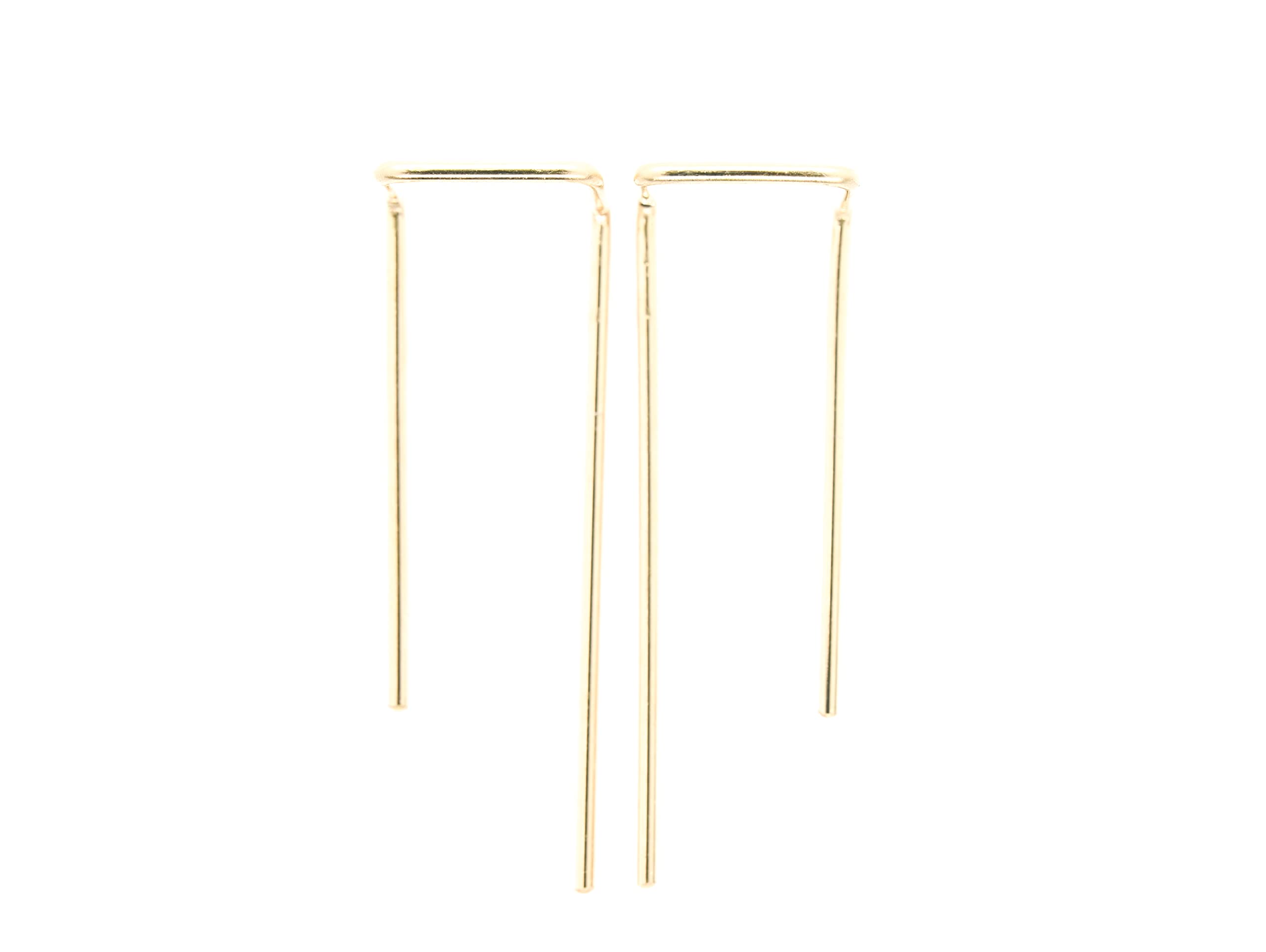 16 Gauge Double Piercing Earrings Threader Two hole Staple 14k Gold Filled