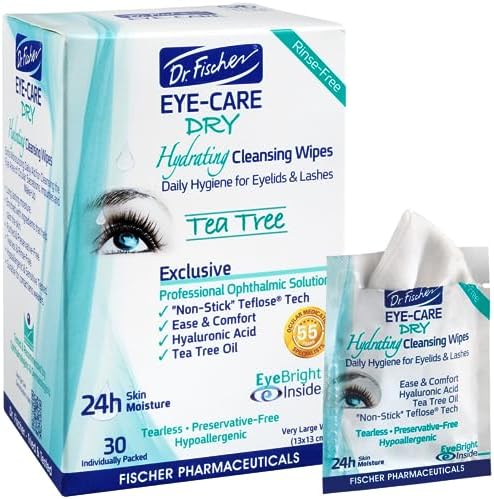 Dr. Fischer Tea Tree Eyelid Wipes - Gentle Eye Wipes for Everyday Eye Cleansing and Hypoallergenic Makeup Remover