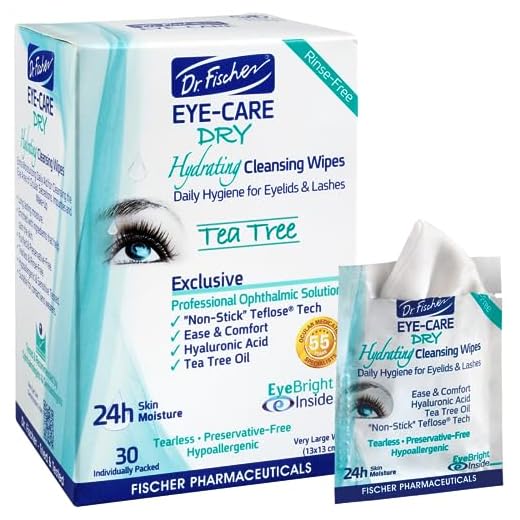 Dr. Fischer Eyelid Wipes for Clear Eyes. Everyday Eye Wipes for Dry, Red or Allergy Eyes. Hypoallergenic Makeup Remover.