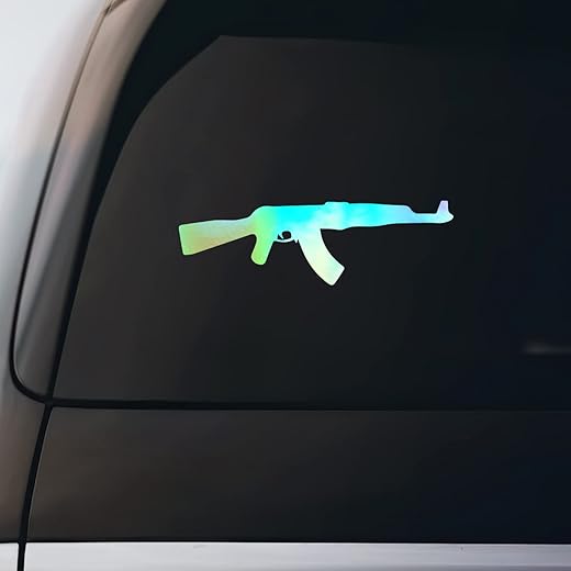 AK-47 Assault Rifle Sticker Vinyl Decal Notebook Car Window Laptop | Holographic | 8" x 2.5"