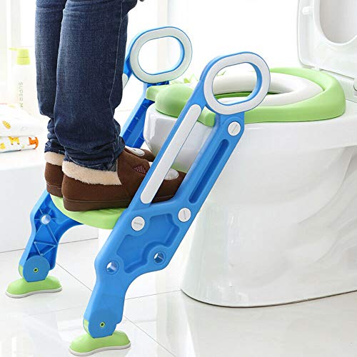 Fetcoi Antislip kinderpotjestrainer met zacht schuimkussen, toilettrainer zitting, meerkleurig, toiletbril voor kinderen… - Afbeelding 3