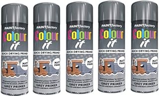 5 x Colour-IT Primer Grey MATT Spray Paint Plastic Metal Wood 250ML