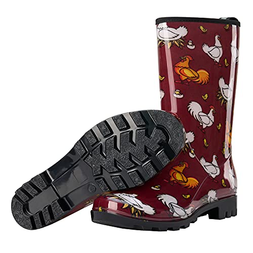 Image of HISEA Women's Rain Boots Waterproof Mid Calf Garden Farm Rubber Boots