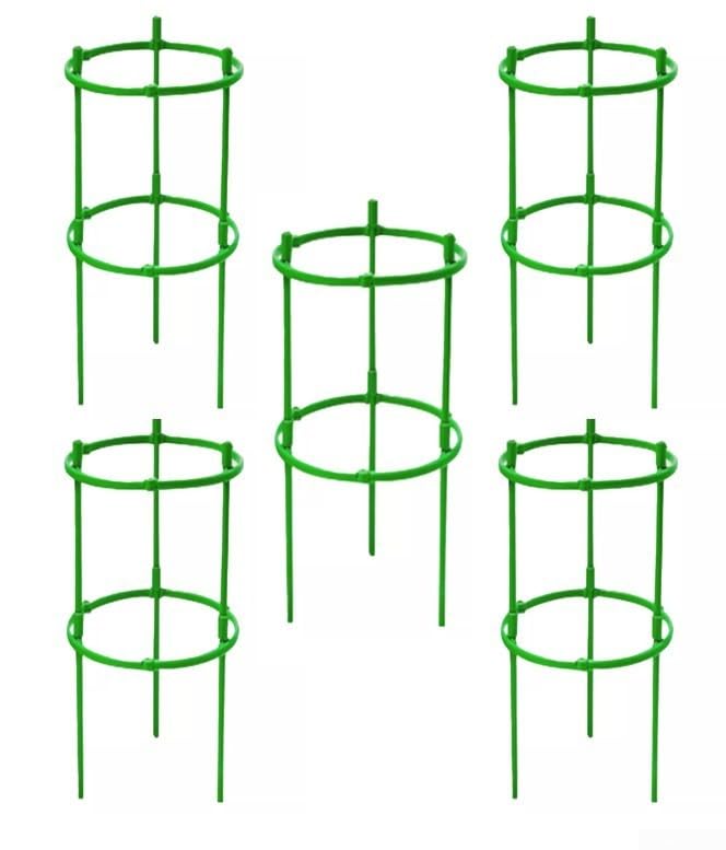 Adjustable Tomato Cage for Potted Plants | Sturdy Garden Plant Support Trellis with For Ring for Tomatoes Flowers Vines | ABS Green Climbing Frame for Outdoor Indoor Gardening(5pcs)